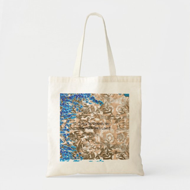 En utvecklad paisley mönster i blå och brun, hi tygkasse (Framsidan)