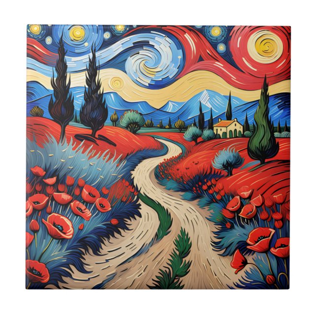 En vacker ängsmark kakelplatta (Framsidan)