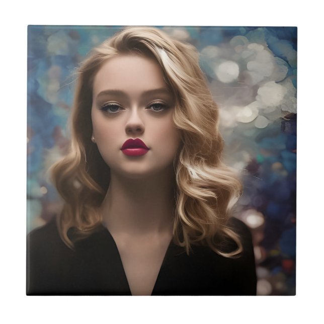 En vacker Blonde Woman Kakelplatta (Framsidan)