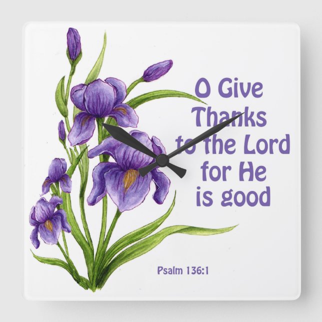 En vacker bukett av iris blommor med skript fyrkantig klocka (Framsida)