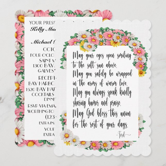 En vacker dag för Bröllop - se tillbaka Inbjudningar (Fram/baksida)