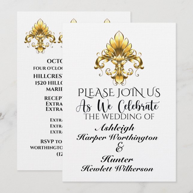 En vacker dag för en Bröllop på Linen - se bakåt Inbjudningar (Fram/baksida)