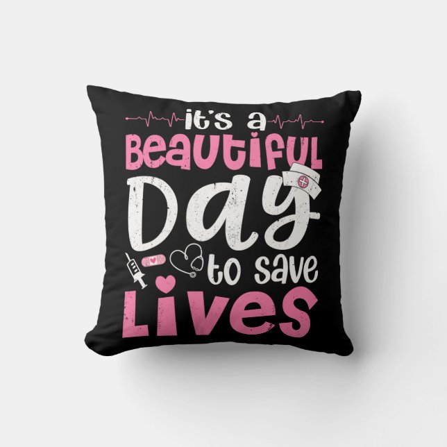 En vacker dag för Spara Lives Cute Nurse Kudde (Framsida)