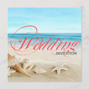 En vacker dag på Beach Calligraphy Bröllop Inbjudningar