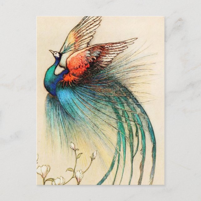 En vacker fågel flyger från Juniper Träd Vykort (Framsida)