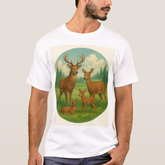 En vacker familj av Hjort i en skugga T Shirt