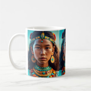 En vacker flicka från indianska stammar kaffemugg