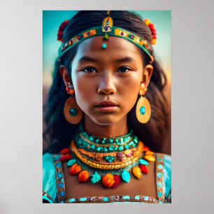 En vacker flicka från indianska stammar poster