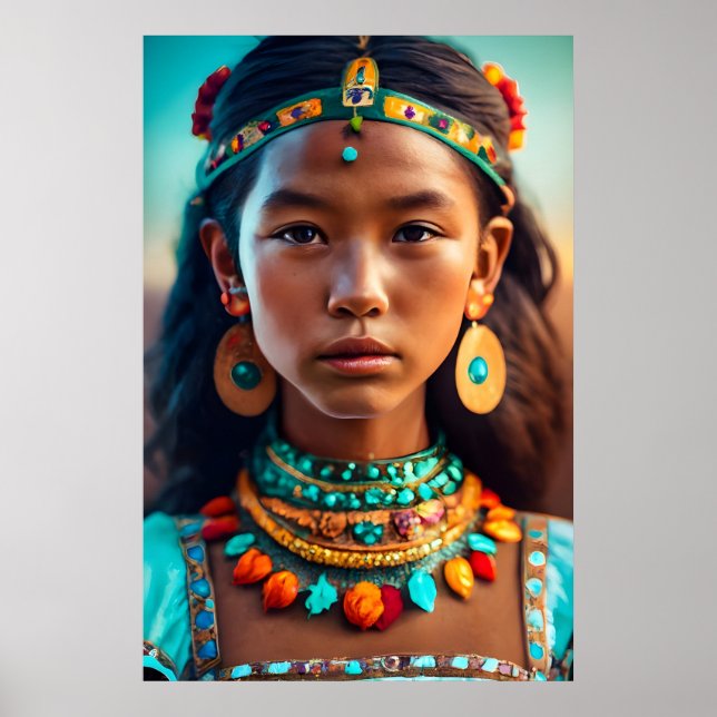 En vacker flicka från indianska stammar poster (Framsidan)