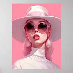 En vacker flicka i en rosa solglasögon poster