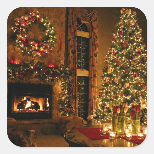 En vacker jul fyrkantigt klistermärke (Framsida)