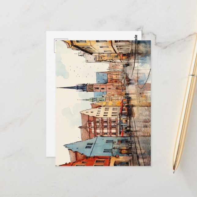 En vacker konstnärlig vy över Tysklands ikoniska s Vykort (Fram/Back In Situ)