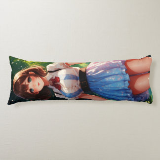 En vacker kvinna som går i en godisskog kroppskudde