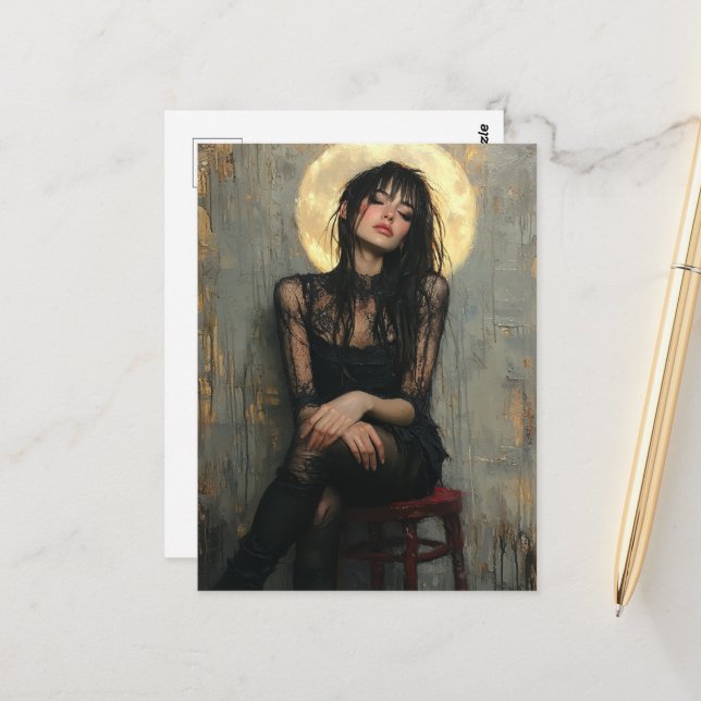 En vacker kvinnas målning vykort (Fram/Back In Situ)