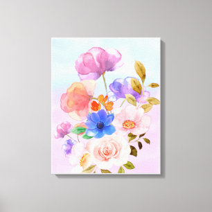 En vacker målarfärg för Ro Flower Watercolor Canva Canvastryck