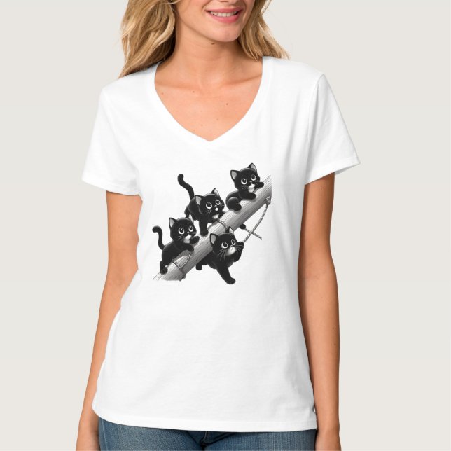 En vacker och söt design för små svarta katter t shirt (Framsida)