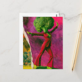 En vacker retro dansande broccoli vykort