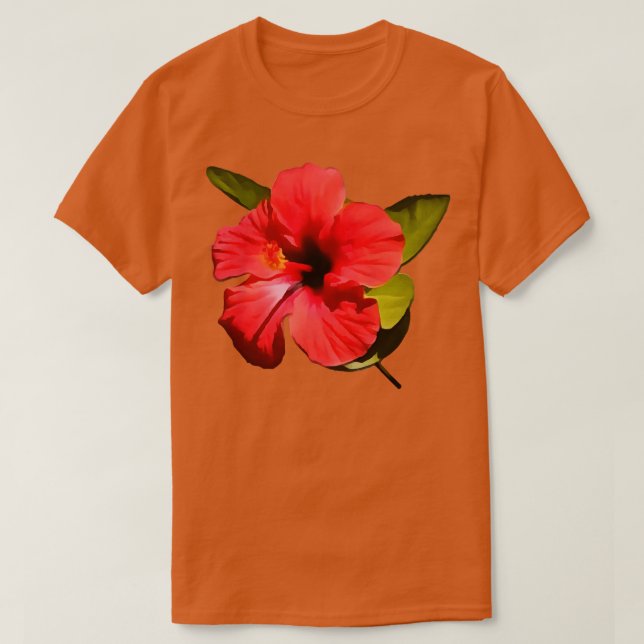 En vacker röd Hibiscus Flower T Shirt (Design framsida)