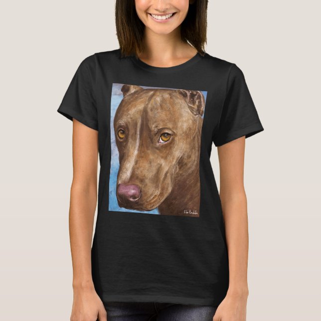 En vacker röd näsa Pit Bull-målning T Shirt (Framsida)