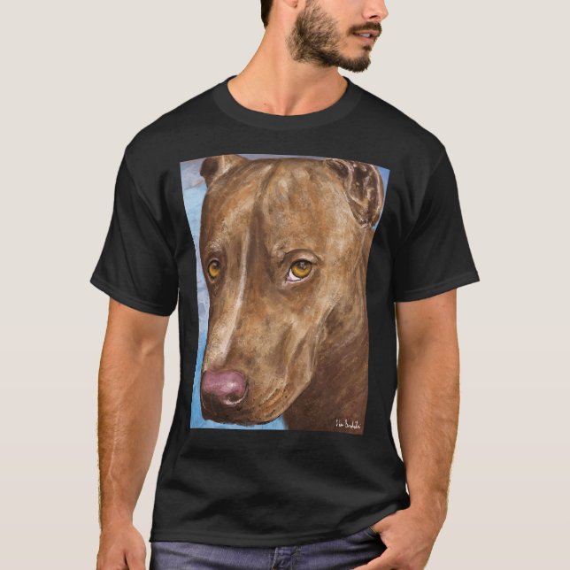 En vacker röd näsa Pit Bull-målning T Shirt (Framsida)