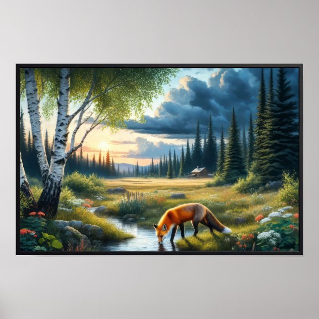 En vacker röd räv som återställer poster (Framsidan)