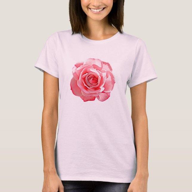 En vacker rosa ros. t shirt (Framsida)