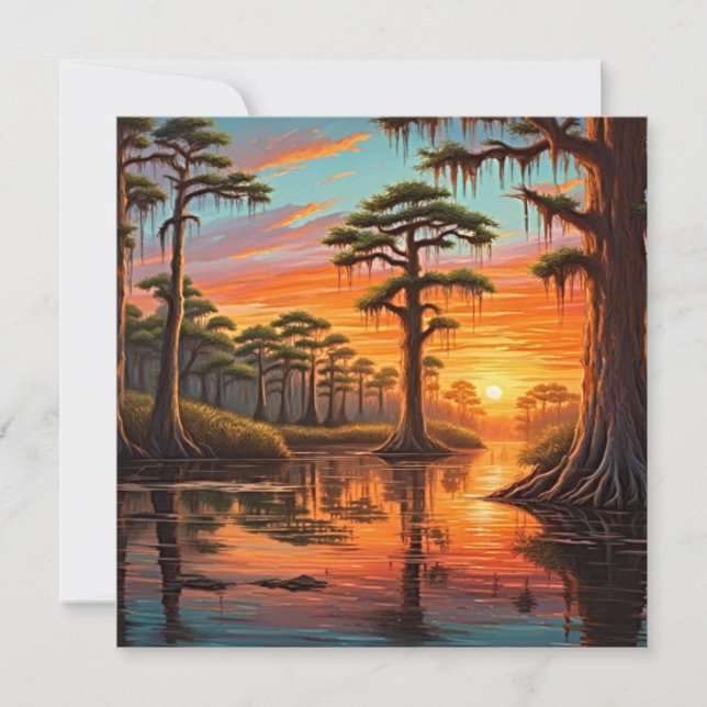 En vacker solnedgång på Bayou Inbjudningar (Framsida)