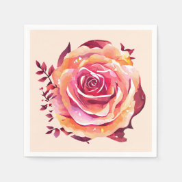 En vacker stor Rosa ros Pappersservett