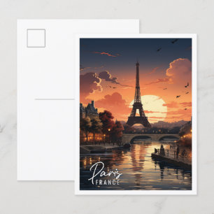 En vacker syn på Eiffel Torn Paris Frankrike Vykort