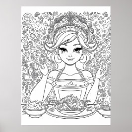 En vacker tjej med skål poster