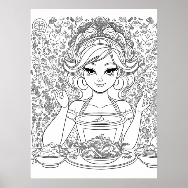 En vacker tjej med skål poster (Framsidan)