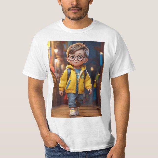 En vacker, ung 3-årig pojkscutenndesign t shirt (Framsida)