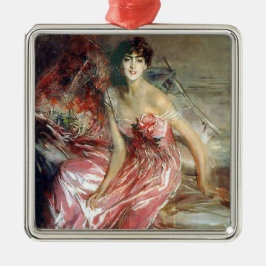 En vacker ung kvinna i en Rosa Dress Julgransprydnad Metall