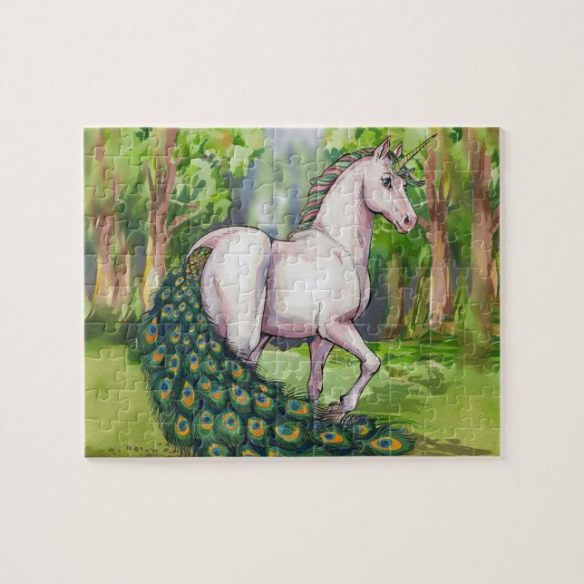 En vacker Unicorn Peacock Pussel (Horisontell)