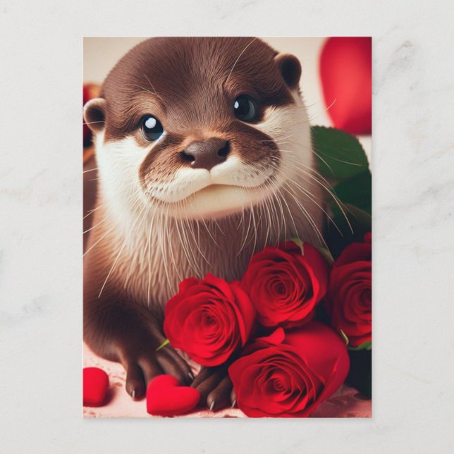 En vacker Valentine Otter Vykort (Framsida)