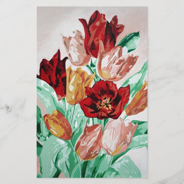En vackert djärv Blommigt Bouquet av Tulips Brevpapper (Framsida)