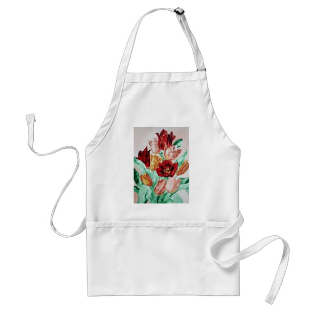 En vackert djärv Blommigt Bouquet av Tulips Förkläde (Framsidan)