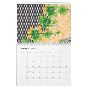 En vackert utformad mönster av grönt och orange kalender