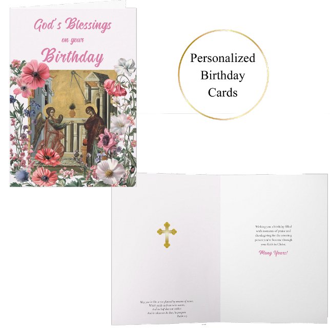 En våg av blommor, ortodoxa Christian Birthday Kort (Skapare uppladdad)