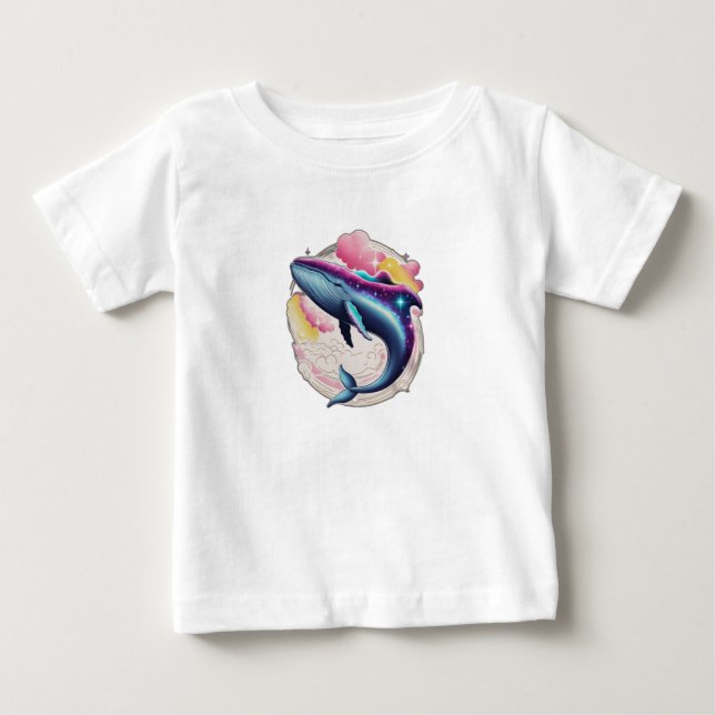 En val som simmar genom rymden t shirt (Framsida)