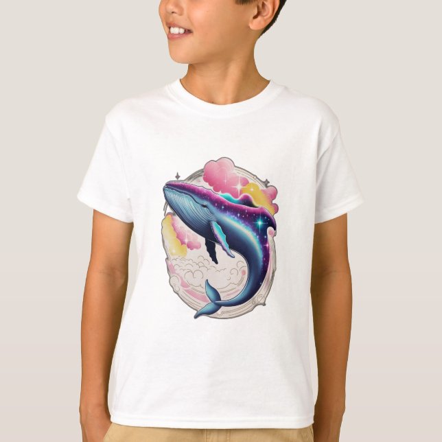En val som simmar genom rymden t shirt (Framsida)