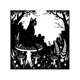 En välbekant svart katt och giftsvampar Halloween Självfärgande Stämpel
