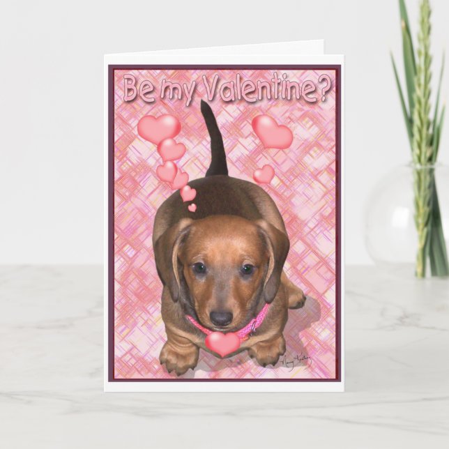 En valentinDoxie valp Helgkort (Framsida)