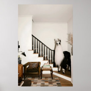 En Välkommen Lama Japansk Abstrakt Bauhaus Formel Poster