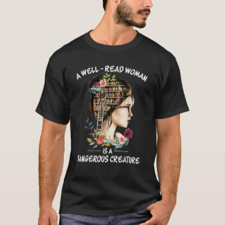 En välläst kvinna är en farlig bookmask t shirt