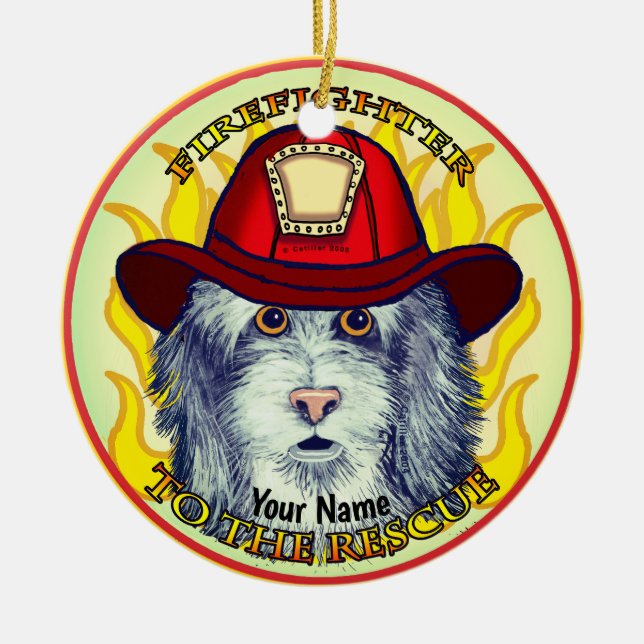 En vallhund brandman ornament (Framsidan)