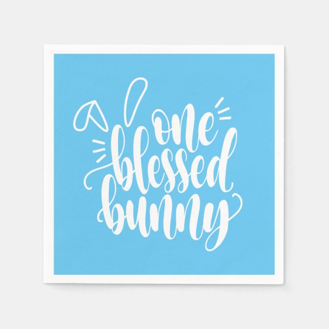 En välsignad Bunny Påsk Calligraphy Pappersservett (Framsidan)