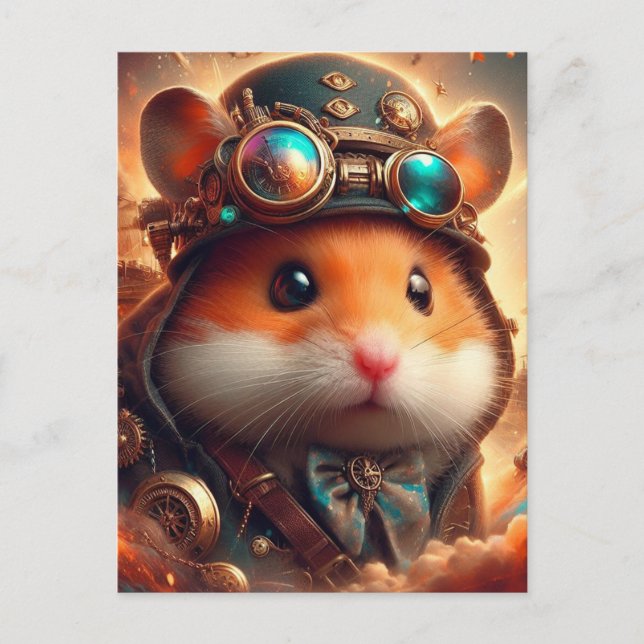 en välvillig steampunk hamster vykort (Framsida)