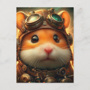 en välvillig steampunk hamster vykort