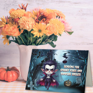 En vampyrs halloween-glädje helgkort